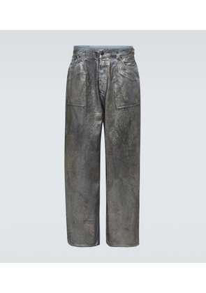 Acne Studios Mid-rise metallic wide-leg jeans