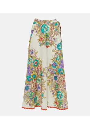 Etro Floral cotton and silk midi skirt