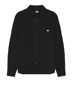 Dickies Duck Canvas Long Sleeve Shirt in Stonewashed Black - Black. Size S (also in ).
