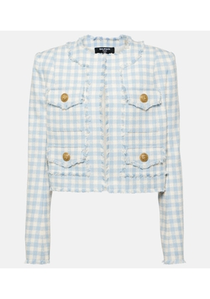 Balmain Checked cotton-blend tweed jacket
