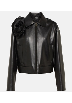Valentino Floral-appliqué leather jacket