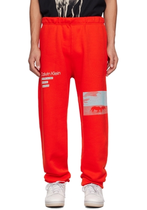 Calvin Klein Orange Printed Lounge Pants