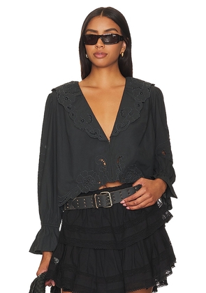 Free People Maisie Cutwork Top in Black. Size XL.