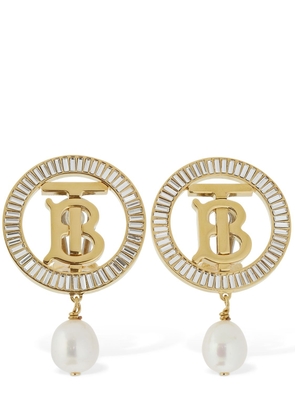 Tb Logo Baguette & Pearl Clip-on Earring