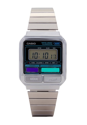 Casio A120 Series Watch in Metallic Silver.