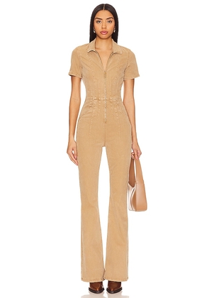 Free People x We The Free Jayde Flare Jumpsuit in Tan. Size L, M, S.