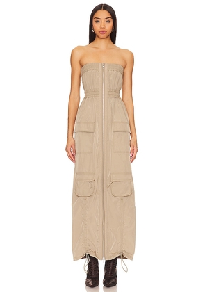 h:ours Emerson Maxi Dress in Beige. Size M, S, XS.