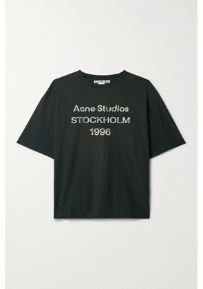 Acne Studios - Printed Distressed Organic Cotton-jersey T-shirt - Black - xx small,x small,small,medium,large