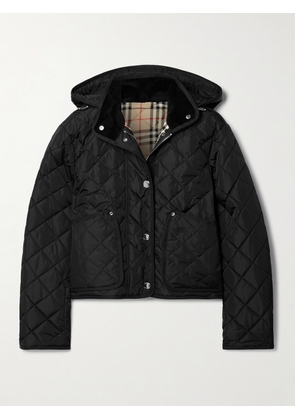 Burberry - Grosgrain-trimmed Quilted Shell Jacket - Black - xx small,x small,small,medium,large,x large