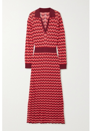 RIXO - Annie Striped Jacquard-knit Midi Dress - Red - UK 6,UK 8,UK 10,UK 12,UK 14,UK 16,UK 18,UK 20