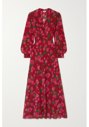 RIXO - Emory Floral-print Silk-georgette Maxi Dress - Red - UK 6,UK 8,UK 10,UK 12,UK 14,UK 16,UK 18,UK 20
