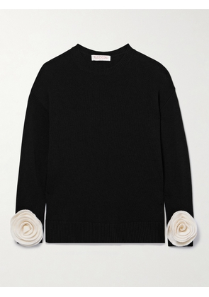 Valentino Garavani - Appliquéd Wool Sweater - Black - xx small,x small,small,medium,large,x large