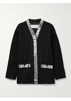 Valentino Garavani - Embellished Metallic Tweed Jacket - Black - IT42