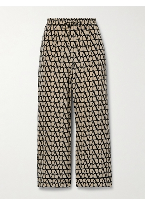 Valentino Garavani - Cropped Silk-jacquard Pajama-style Pants - Neutrals - IT36,IT38,IT40,IT42,IT44,IT46,IT48