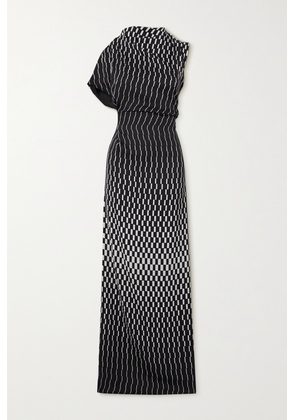 TOVE - June Asymmetric Printed Wool-blend Twill Maxi Dress - Black - FR34,FR36,FR38,FR40,FR42