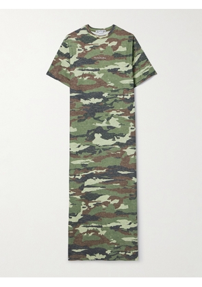 Acne Studios - Crystal-embellished Camouflage-print Cotton-jersey Maxi Dress - Green - xx small,x small,small,medium,large