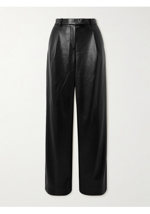 SIMKHAI - Novia Pleated Faux Leather Straight-leg Pants - Black - US0,US2,US4,US6,US8,US10,US12