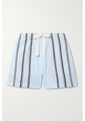 lemlem - + Net Sustain Safia Striped Cotton-blend Shorts - Blue - x small,small,medium,large