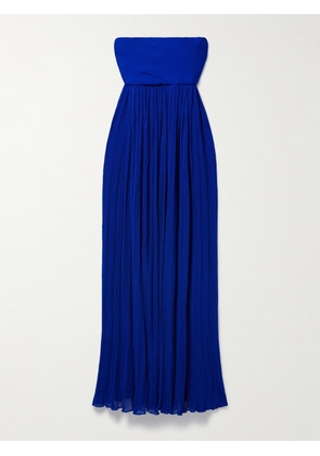 Proenza Schouler - Rina Strapless Pleated Ribbed-knit Maxi Dress - Blue - small,medium,large,x large