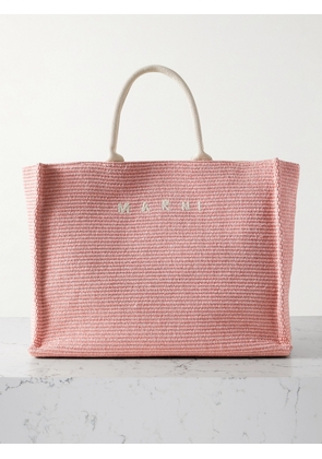 Marni - Basket Large Canvas-trimmed Embroidered Faux Raffia Tote - Pink - One size
