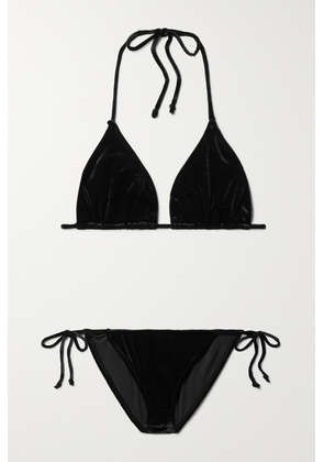 Norma Kamali - Velvet Triangle Bikini - Black - x small,small,medium,large,x large