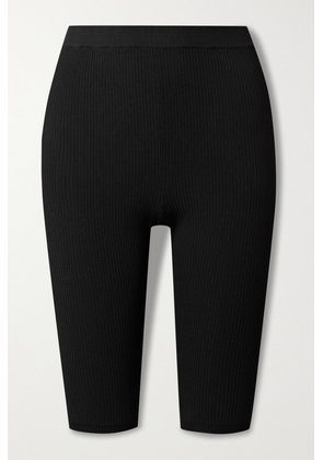 SAINT LAURENT - Ribbed Stretch-knit Shorts - Black - XS,S,M,L,XL