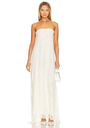WeWoreWhat Strapless Lace Maxi in Ivory. Size 2.