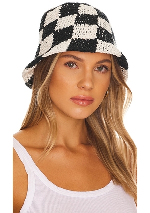 8 Other Reasons Crochet Checkered Bucket Hat in Black.