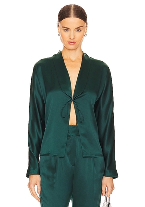 The Sei Shawl Collar Blouse in Dark Green. Size 2, 4, 6, 8.