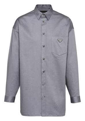Prada triangle logo button-front shirt - Grey