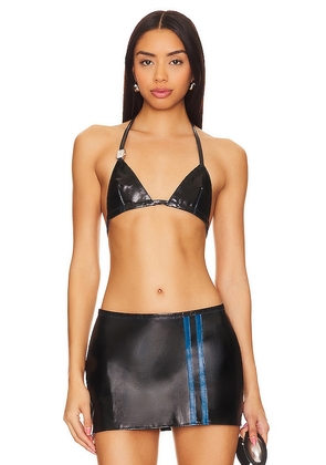 1XBLUE Black Leather Bikini Top in Black. Size L, M.