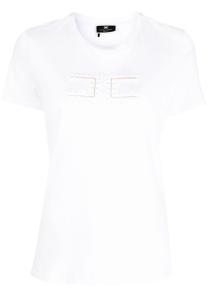 Elisabetta Franchi logo-patch cotton T-shirt - White
