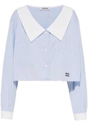 Miu Miu oversized-collar striped shirt - F0076 LIGHT BLUE