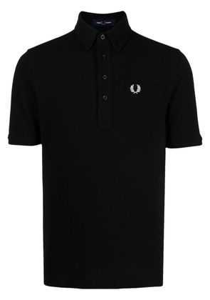Fred Perry logo-embroidered cotton polo shirt - Black