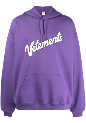VETEMENTS Sweet logo-print drawstring hoodie - Purple