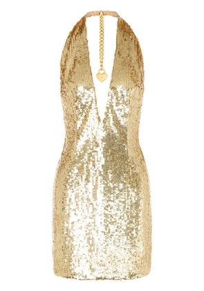 Moschino V-neck sequin-embellished minidress - Gold