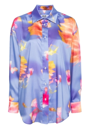 MSGM abstract-pattern print spread-collar shirt - Blue