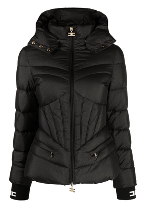 Elisabetta Franchi detachable-hood zip-up puffer jacket - Black