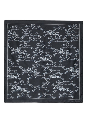 Longchamp Gallop Denim logo-print silk scarf - Blue