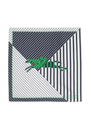Longchamp striped logo-print silk scarf - White