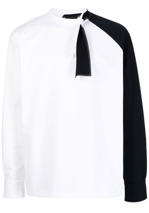 Kolor colour-block strap-detail shirt - White