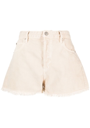 MARANT ÉTOILE patterned-jacquard fringed denim shorts - Neutrals