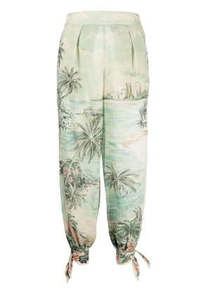 ZIMMERMANN high-rise palm tree-print trousers - Green