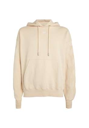Off-White Cotton Embroidered-Diagonals Hoodie