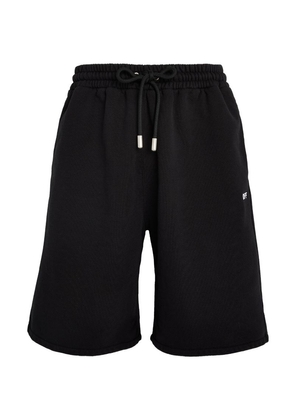 Off-White Cotton Embroidered-Diagonals Shorts