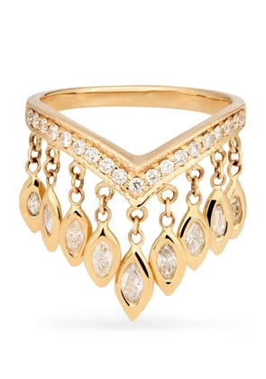 Jacquie Aiche Yellow Gold And Diamond Fringe Wishbone Ring