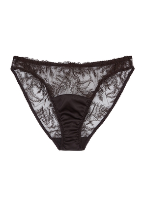 Fleur OF England Kyra Floral-embroidered Tulle Briefs - Brown - L