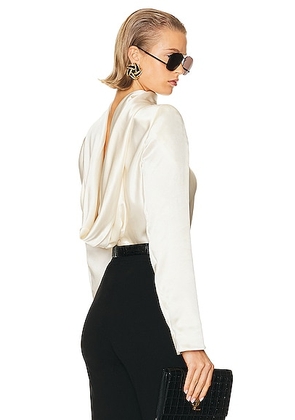 Saint Laurent Drape Back Top in Craie - White. Size 34 (also in ).