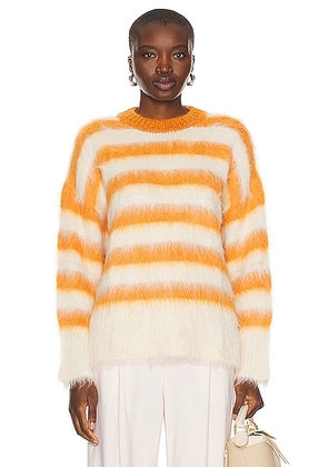 Monse Striped Alpaca Sweater in White & Orange - Orange. Size S (also in M).