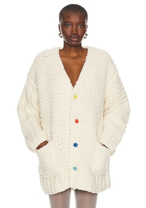 Christopher John Rogers Giant Handknit Cardigan Sweater in Ivory - Ivory. Size M (also in S, XS).